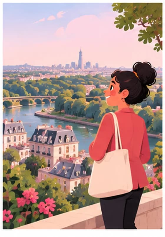Vue sur la Seine et Paris depuis les hauteurs de Boulogne