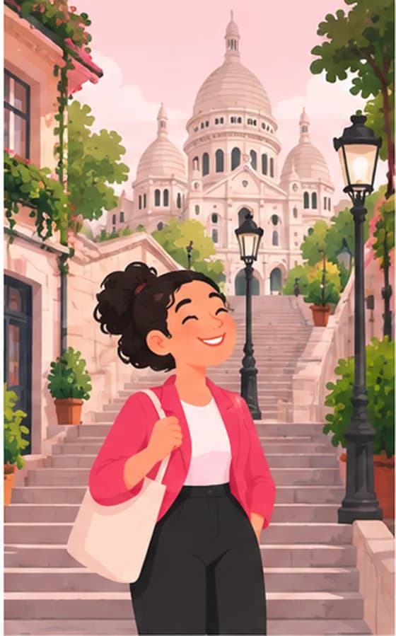 La conciergerie sur les escaliers de Montmartre devant le Sacré-Cœur