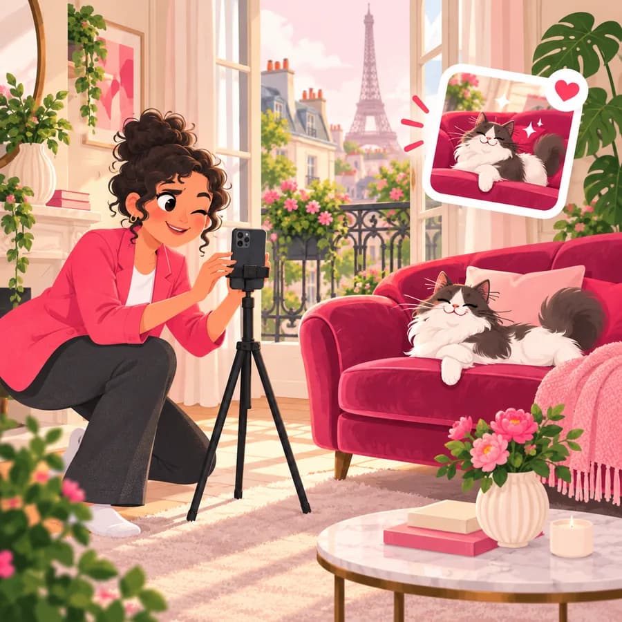 La conciergerie photographie un salon parisien pour l’annonce Airbnb
