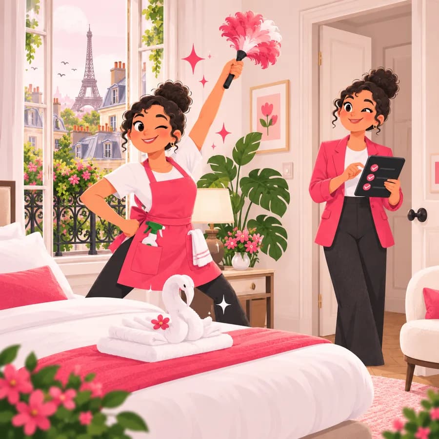 Chambre impeccable avec cygne en serviette et contrôle qualité